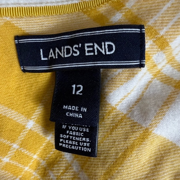 LANDS END Yellow Plaid button down women’s Shirt/size 12 - Picture 9 of 10